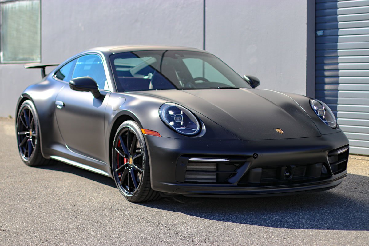 Black Matte Car Wrap For Porsche 911