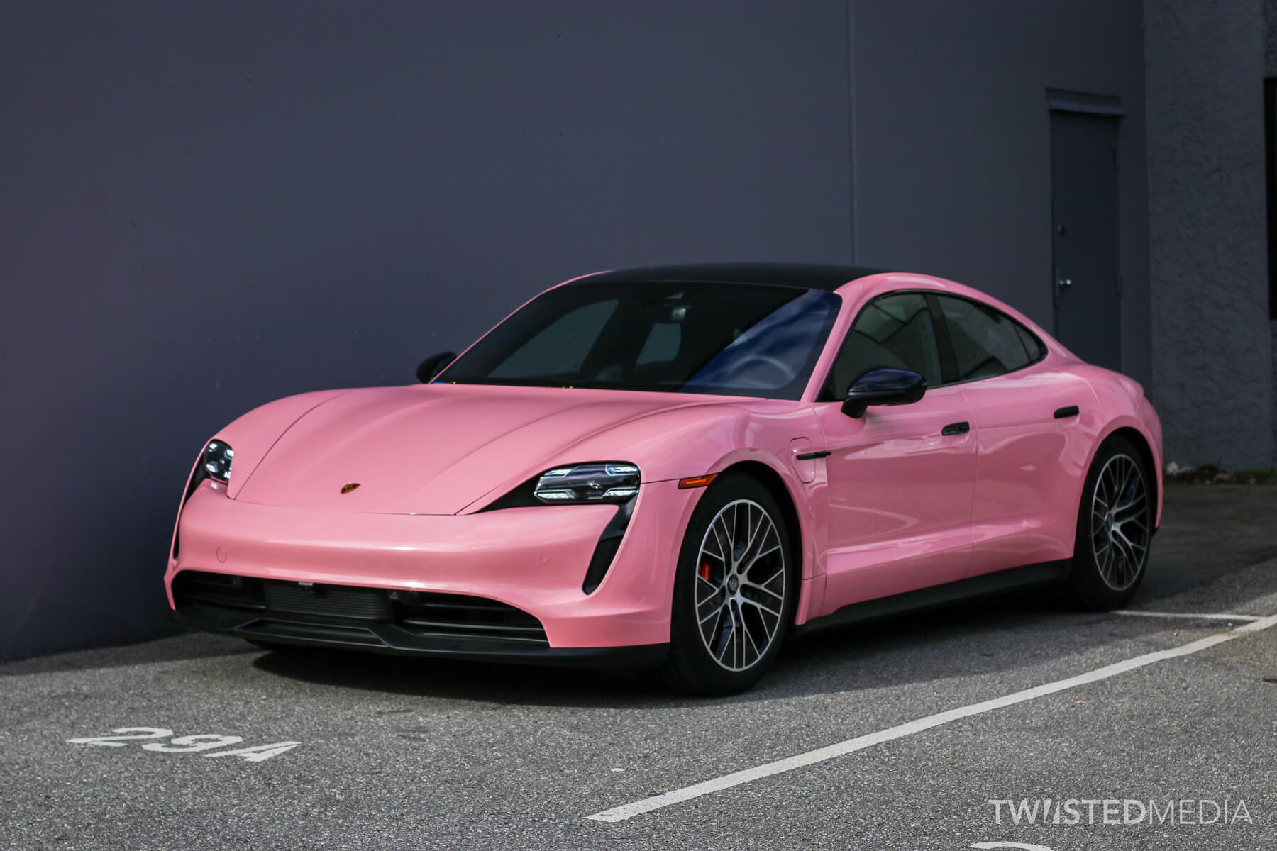 Gloss Light Pink Car Wrap Porsche Taycan