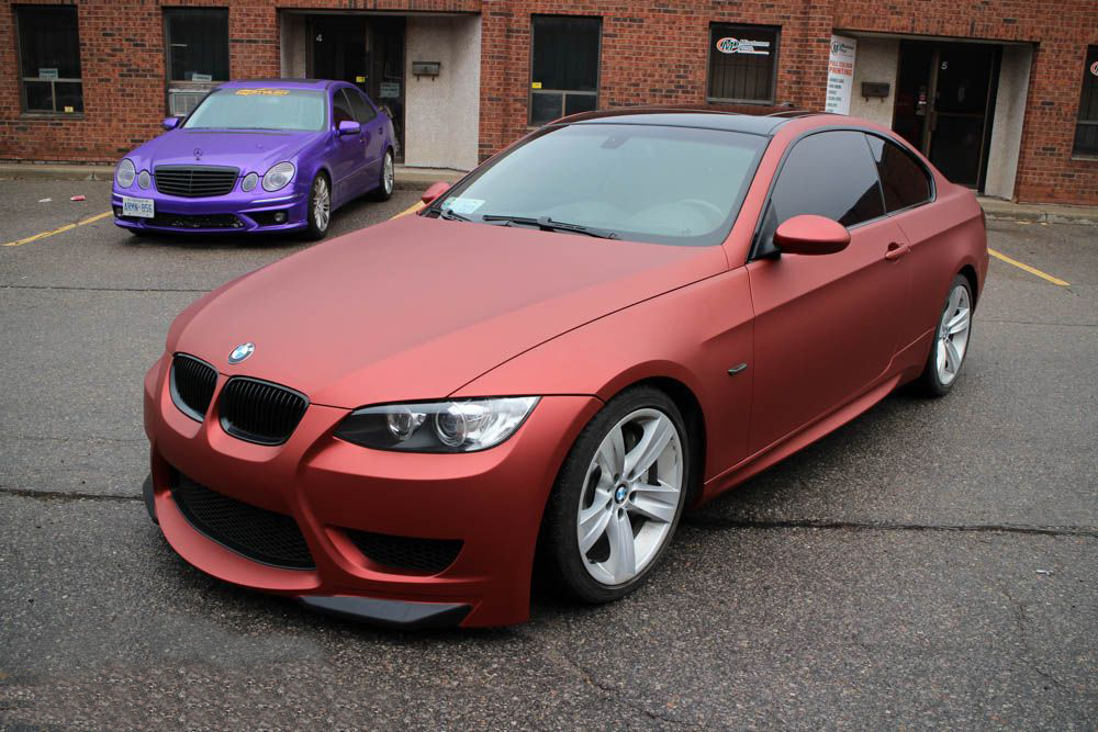 Matte Metallic Burgundy Vinyl Wrap For BMW 335i